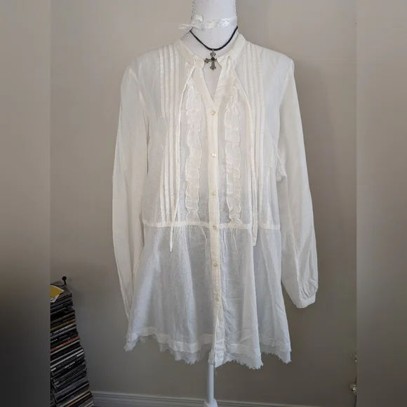 Cottagecore Cotton Tunic With Ruffles - Picture 8 of 15
